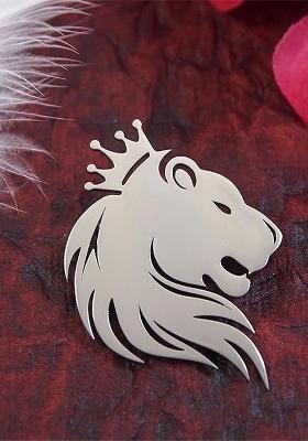 Unisex Stainless Steel Lion Brooch