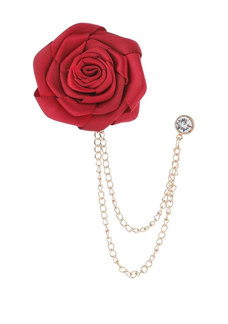 Metal Red Brooch - Indya
