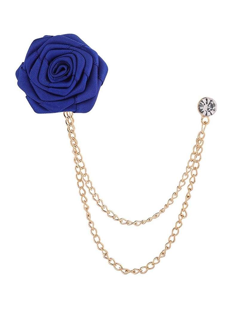 Blue Plated Metal Brooch - Indya