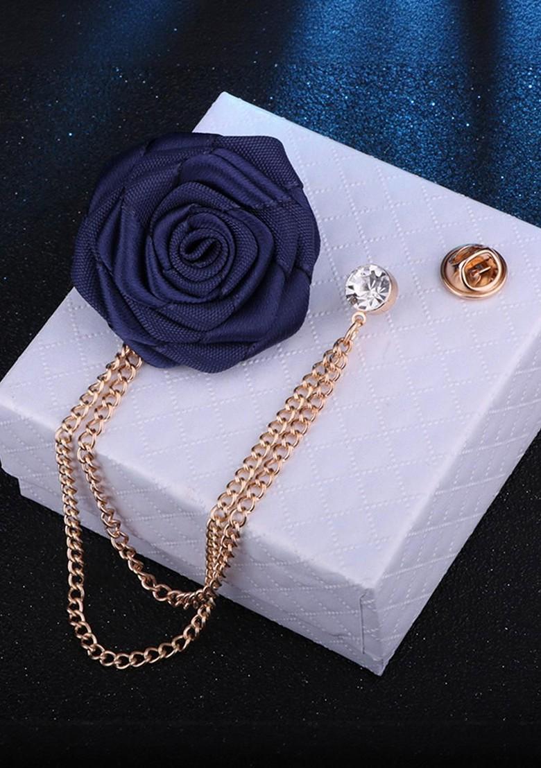 Blue Plated Metal Brooch