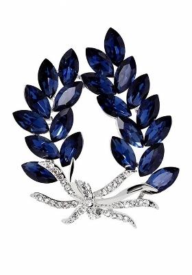 Unisex Blue Plated Metal Brooch