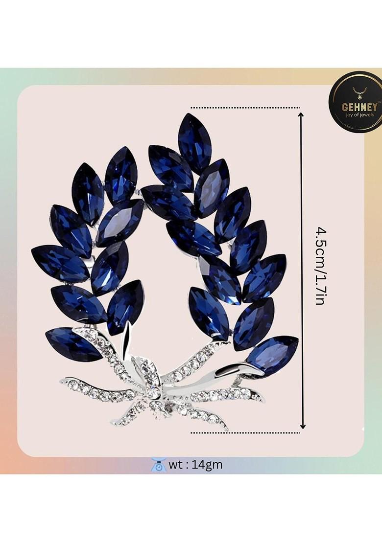 Unisex Blue Plated Metal Brooch