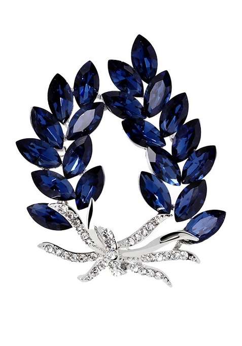 Unisex Blue Plated Metal Brooch