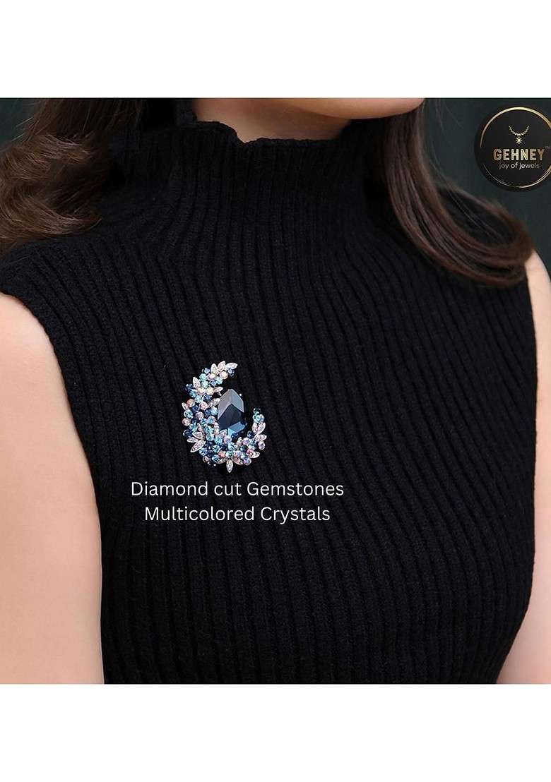 Metal Blue Brooch - Indya