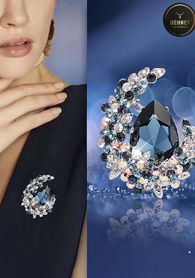 Metal Blue Brooch - Indya
