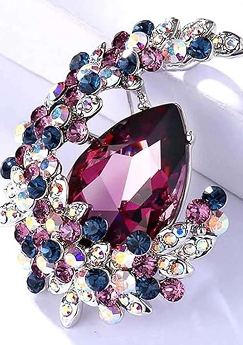 Metal Pink Brooch - Indya