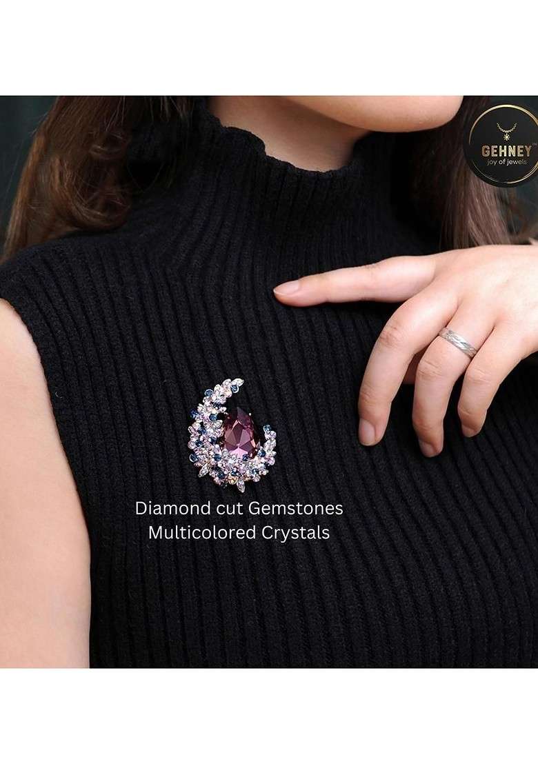 Metal Pink Brooch - Indya