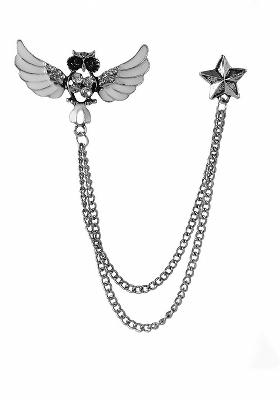 Men Silver Toned Plated Alloy Brooch