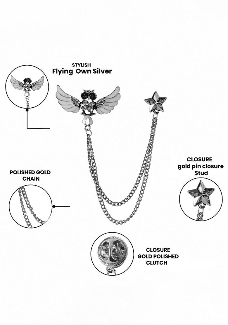 Men Silver Toned Plated Alloy Brooch