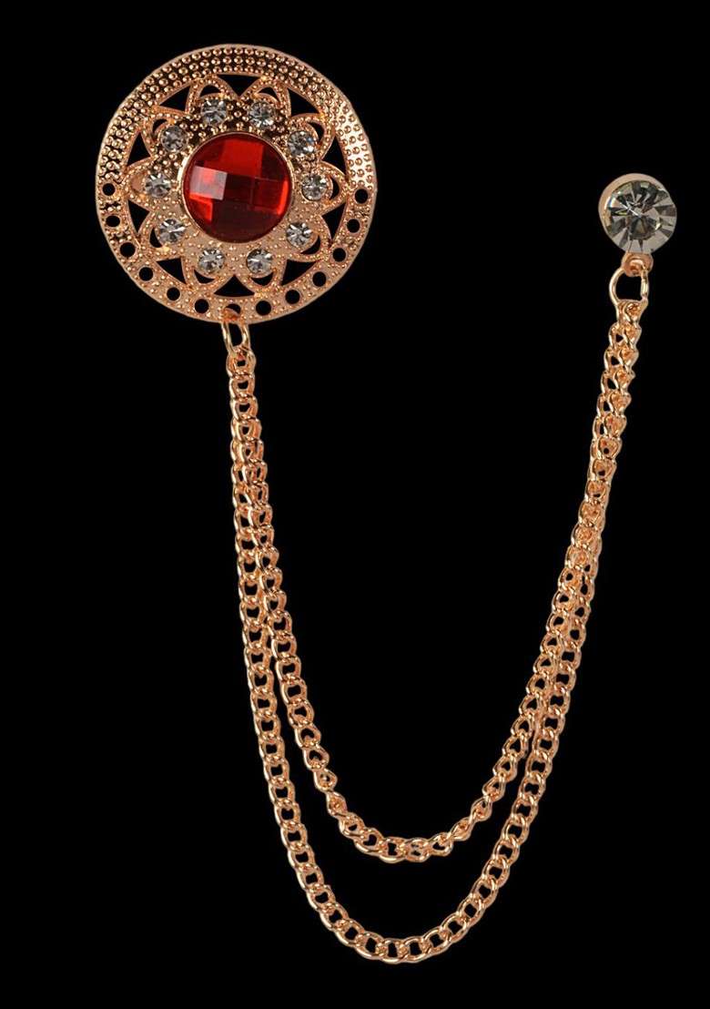 Rose Plated Alloy Brooch - Indya