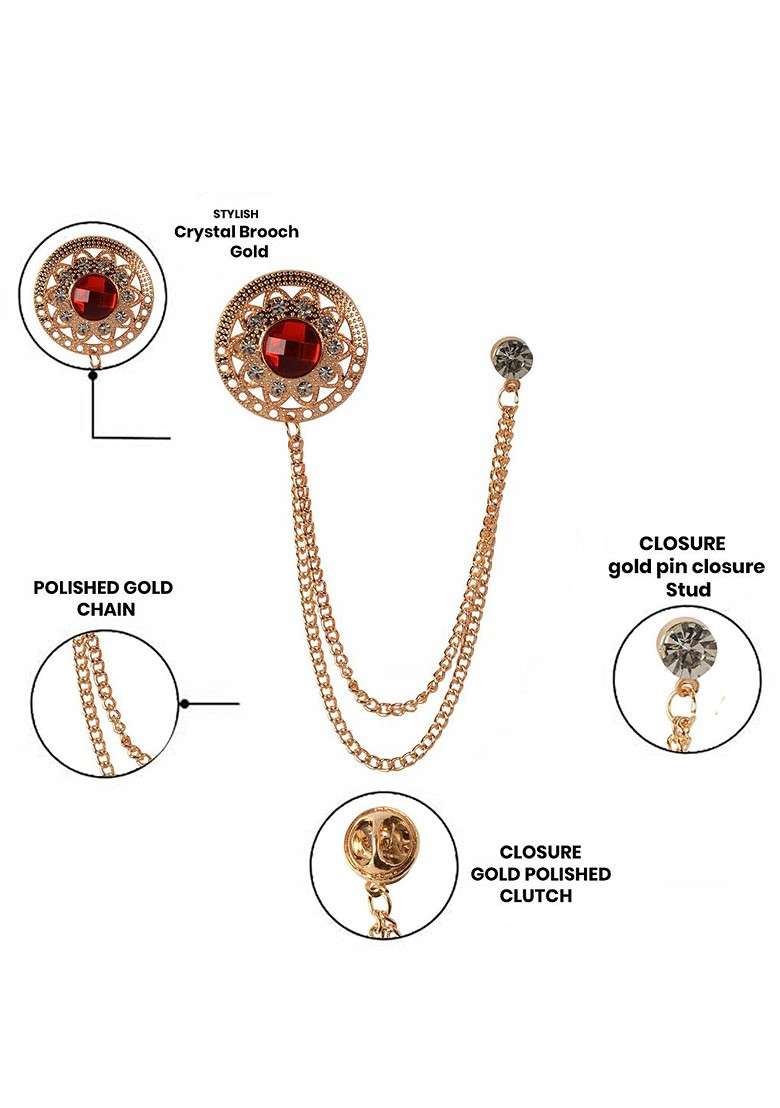 Rose Plated Alloy Brooch - Indya