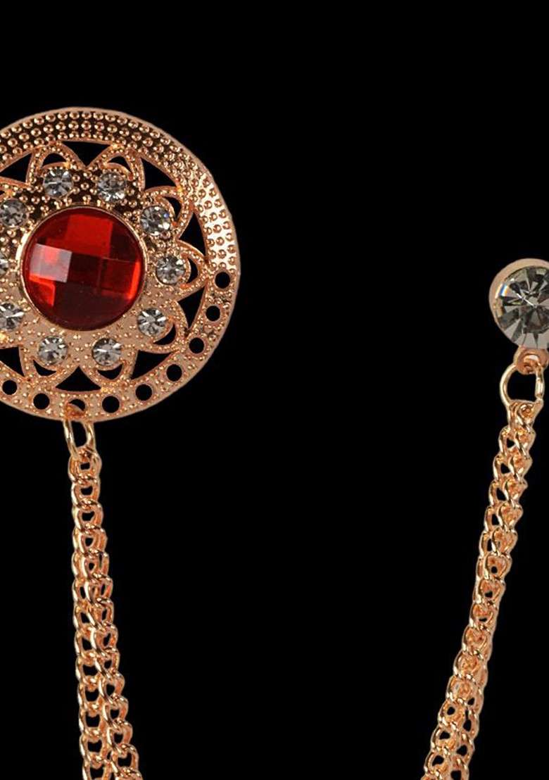 Rose Plated Alloy Brooch - Indya