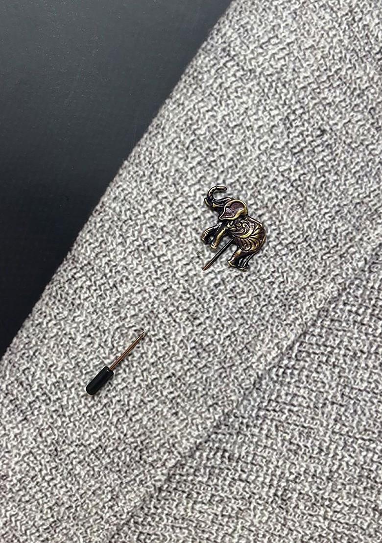 Men Elephant Design Laple Pin Minimal Brooch