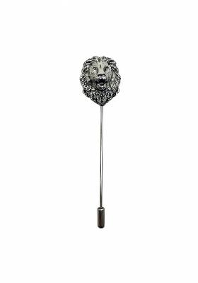 Silver Plated Roaring Lion Design Lapel Pin Brooch
