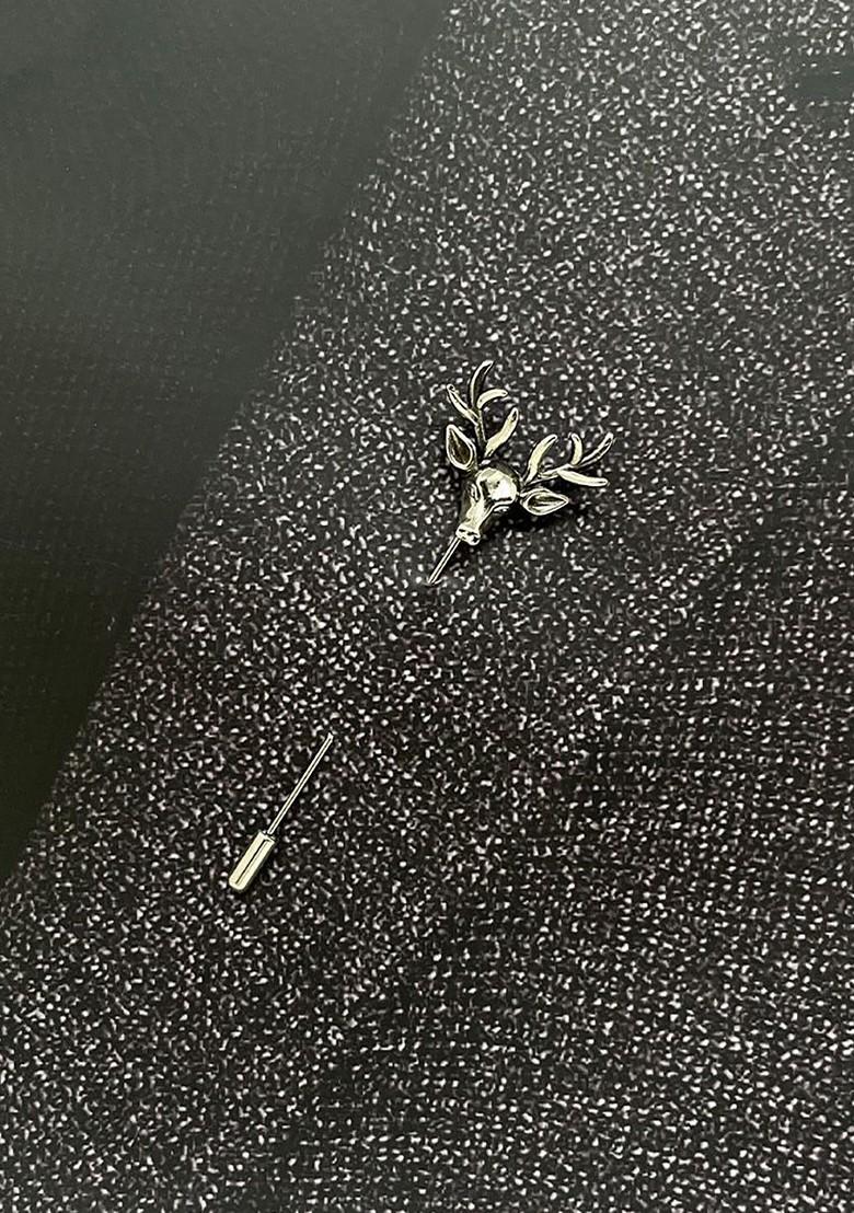 Men Silver Toned Plated Brass Lapel Pin Brooch