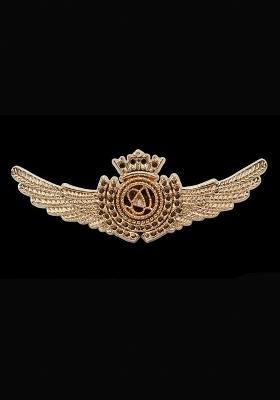 Rose Gold Plated Crown Angle Wing Brooch Pin