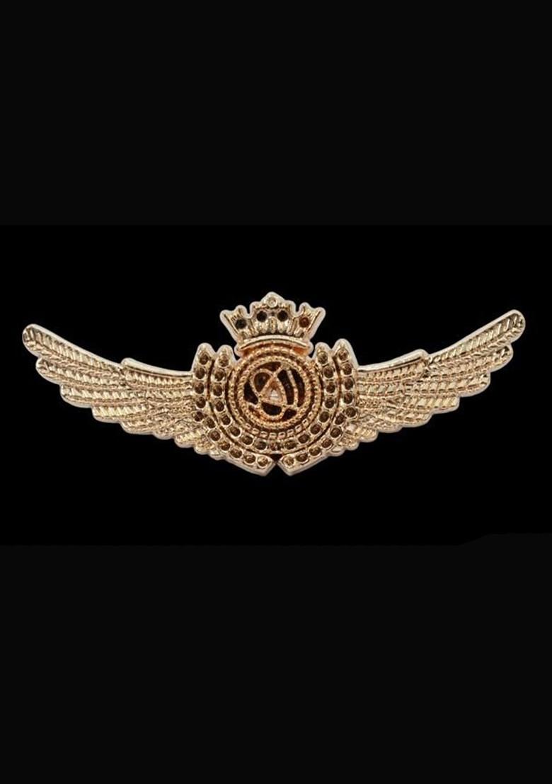 Rose Gold Plated Crown Angle Wing Brooch Pin