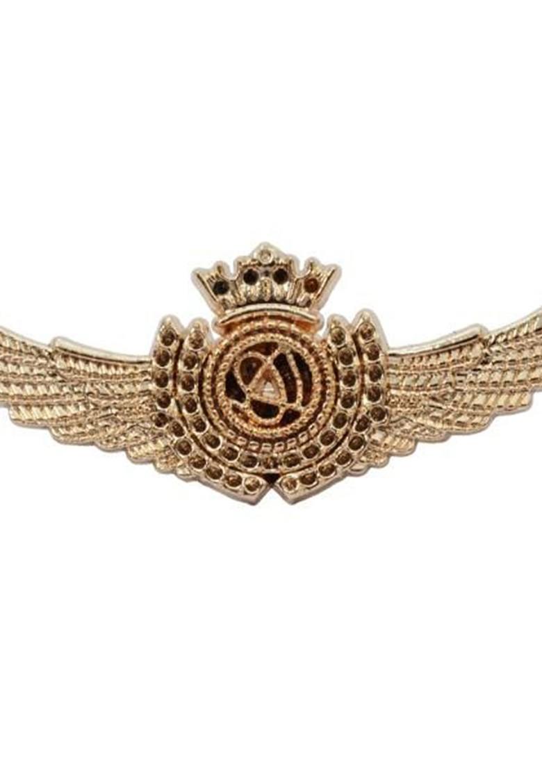 Rose Gold Plated Crown Angle Wing Brooch Pin