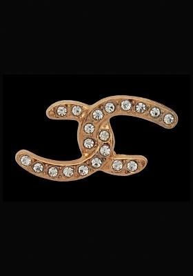 Rose Gold Plated Rimestone Studded Statement Cc Brooch