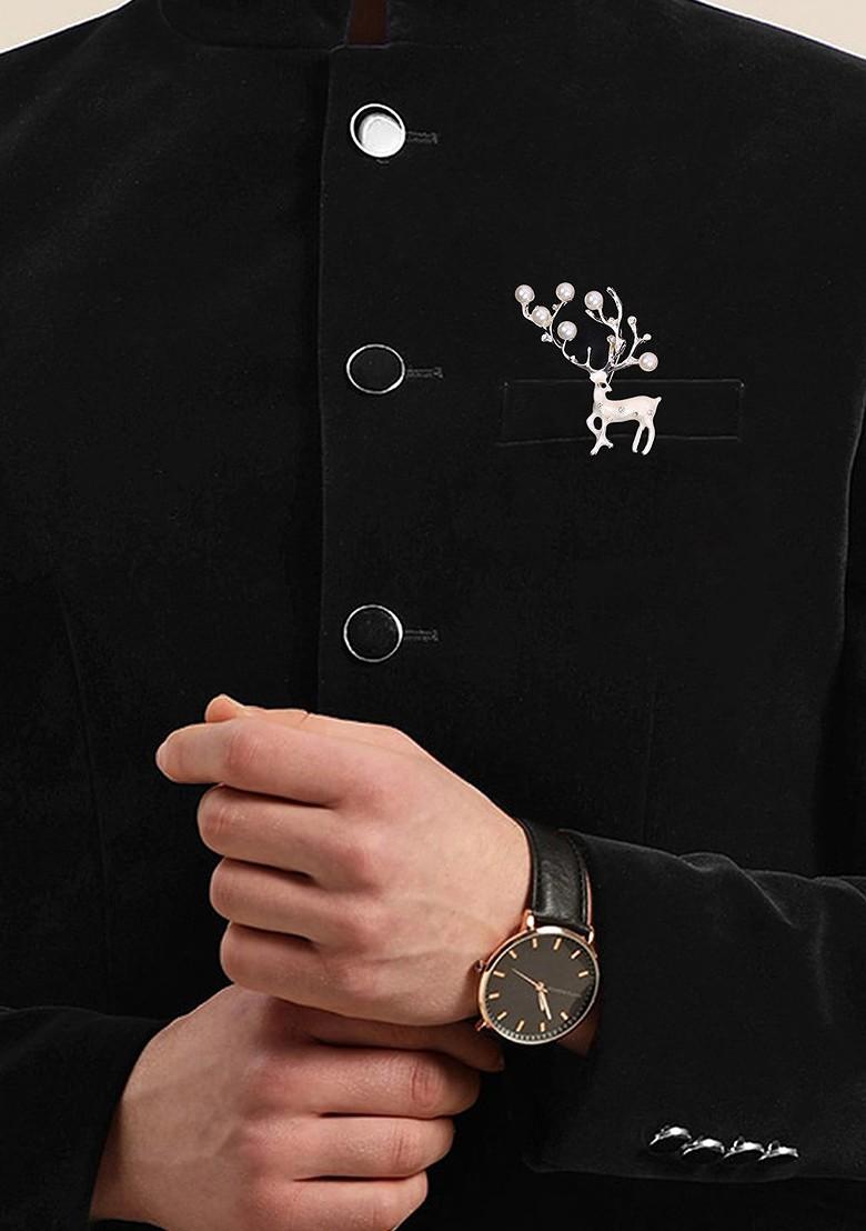 Men Beaded Deer Statement Brooch