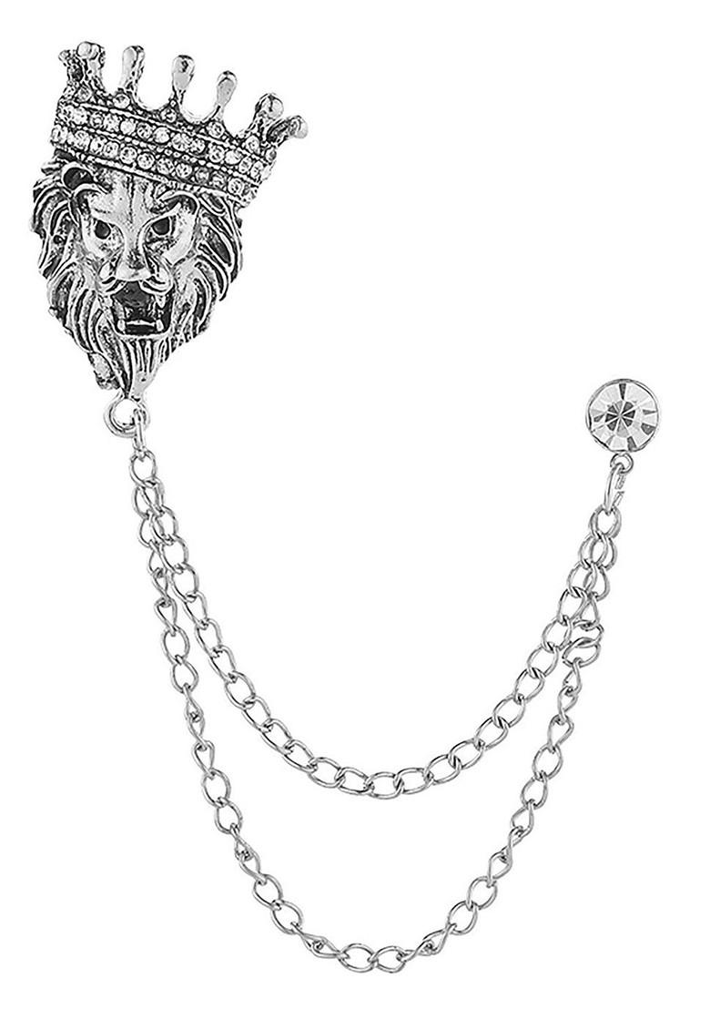 Men Animal Lion Head Corsage Suit Lapel Pin Brooch