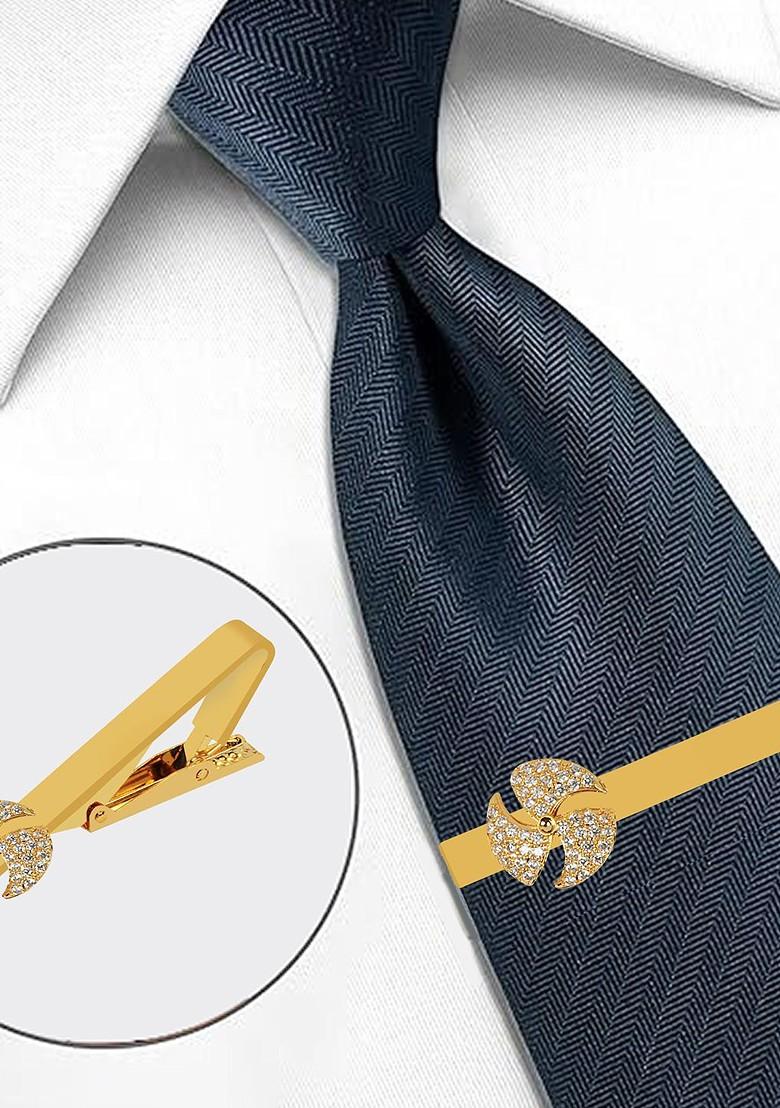 Men Gold Tie Pin Statement Brooch