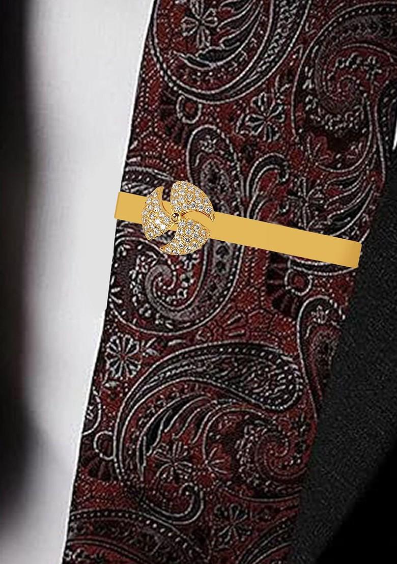 Men Gold Tie Pin Statement Brooch