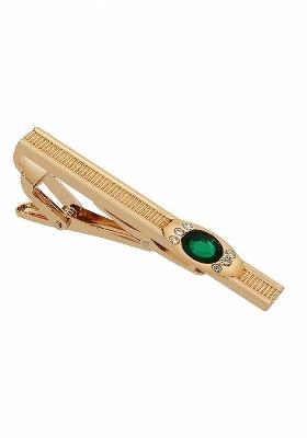 Men Gold Real Stones Studded Tie Pin Statement Brooch