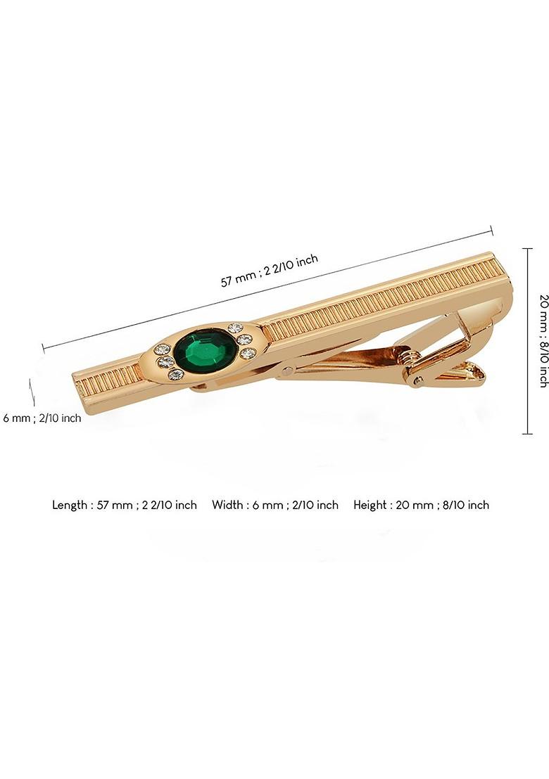 Men Gold Real Stones Studded Tie Pin Statement Brooch