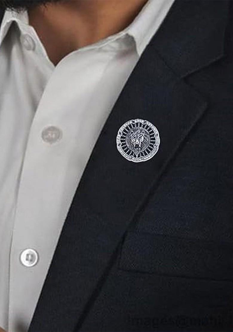 Men Metallic Toned Magestic Roar Lion Face Brooch