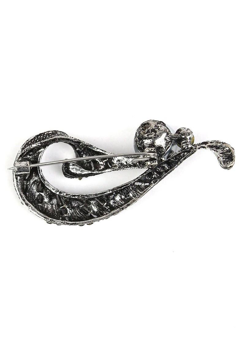 Men Stone Studded Serenade Harp Statement Brooch