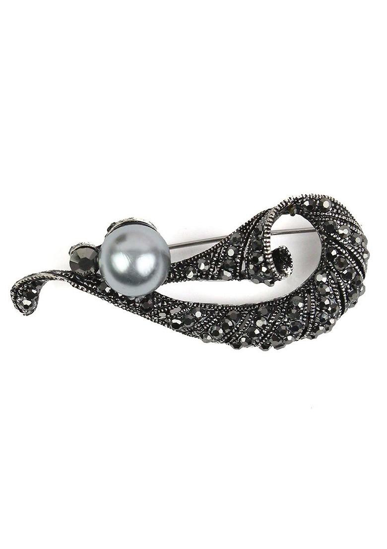 Men Stone Studded Serenade Harp Statement Brooch