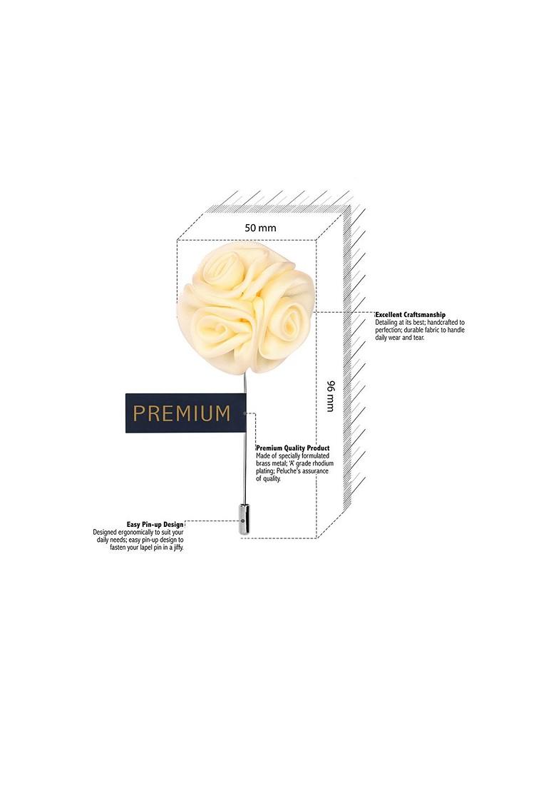 Unisex Cream Coloured Silver Toned Ranunculus Flower Lapel Pin