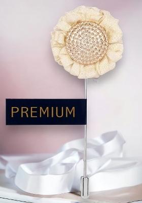 Unisex Off White Gold Toned Stone Studded Sun Flower Lapel Pin