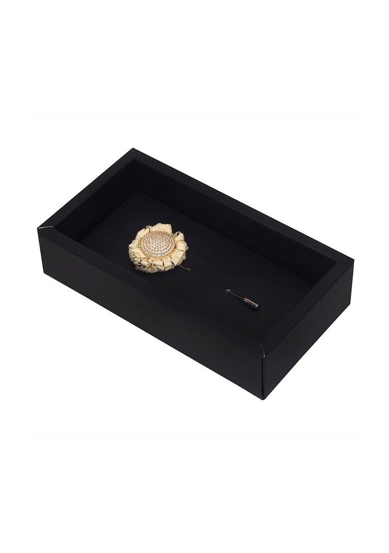 Unisex Off White Gold Toned Stone Studded Sun Flower Lapel Pin