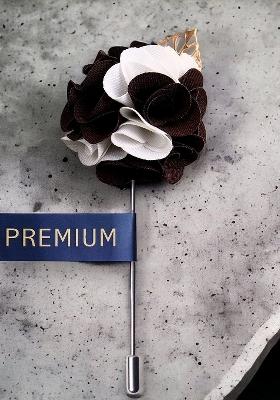 Men Brown White Flower Shaped Exotic Delight Brooch Lapel Pin