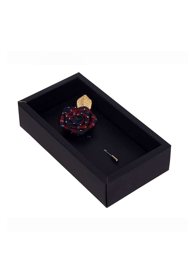 Unisex Maroon Blue Floral Pentagon Lapel Pin - Indya