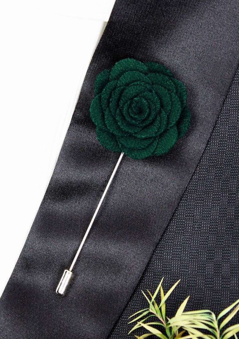 Unisex Green Blooming Charm Lapel Pin - Indya