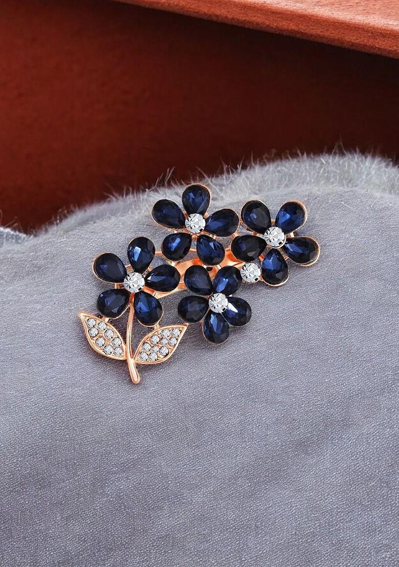 Elegant Floral Stone Studded Brooch