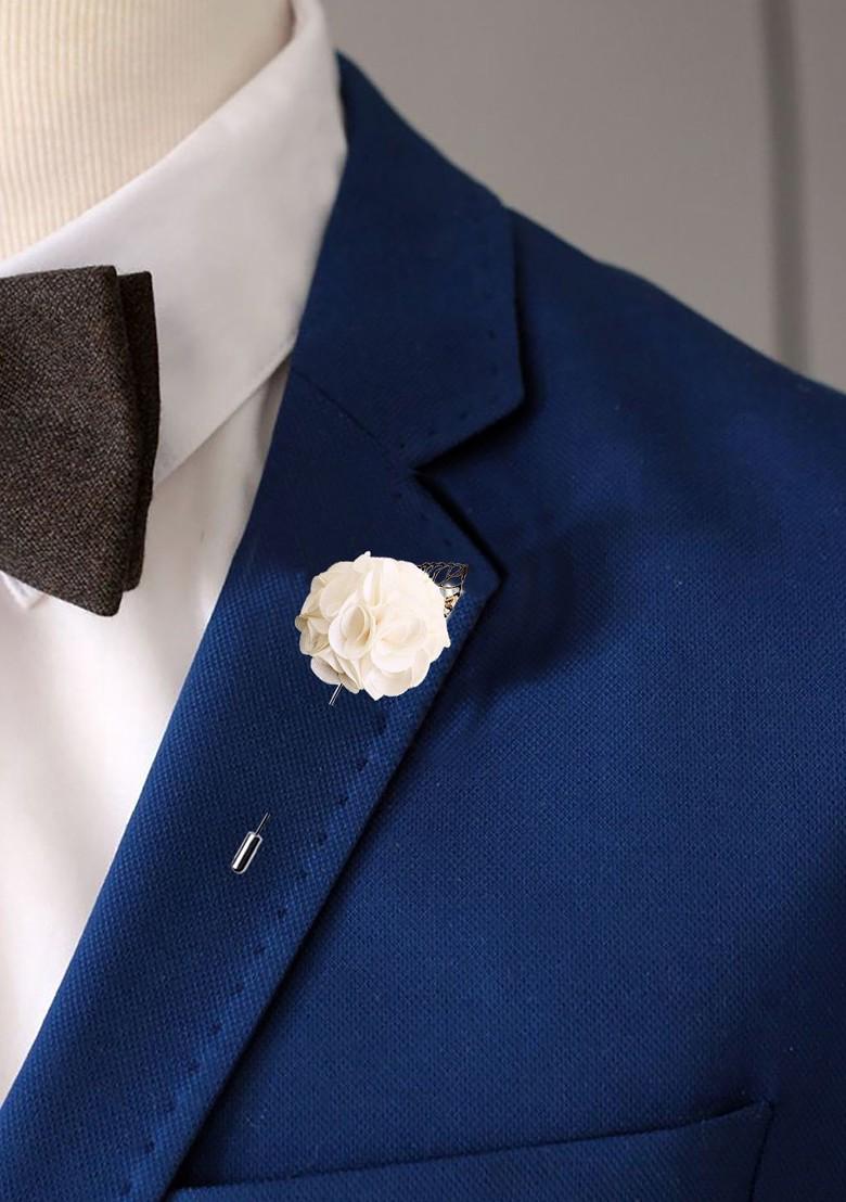 Unisex Off White Silver Toned Flower Shaped A Sombre Retreat Brooch Lapel Pin