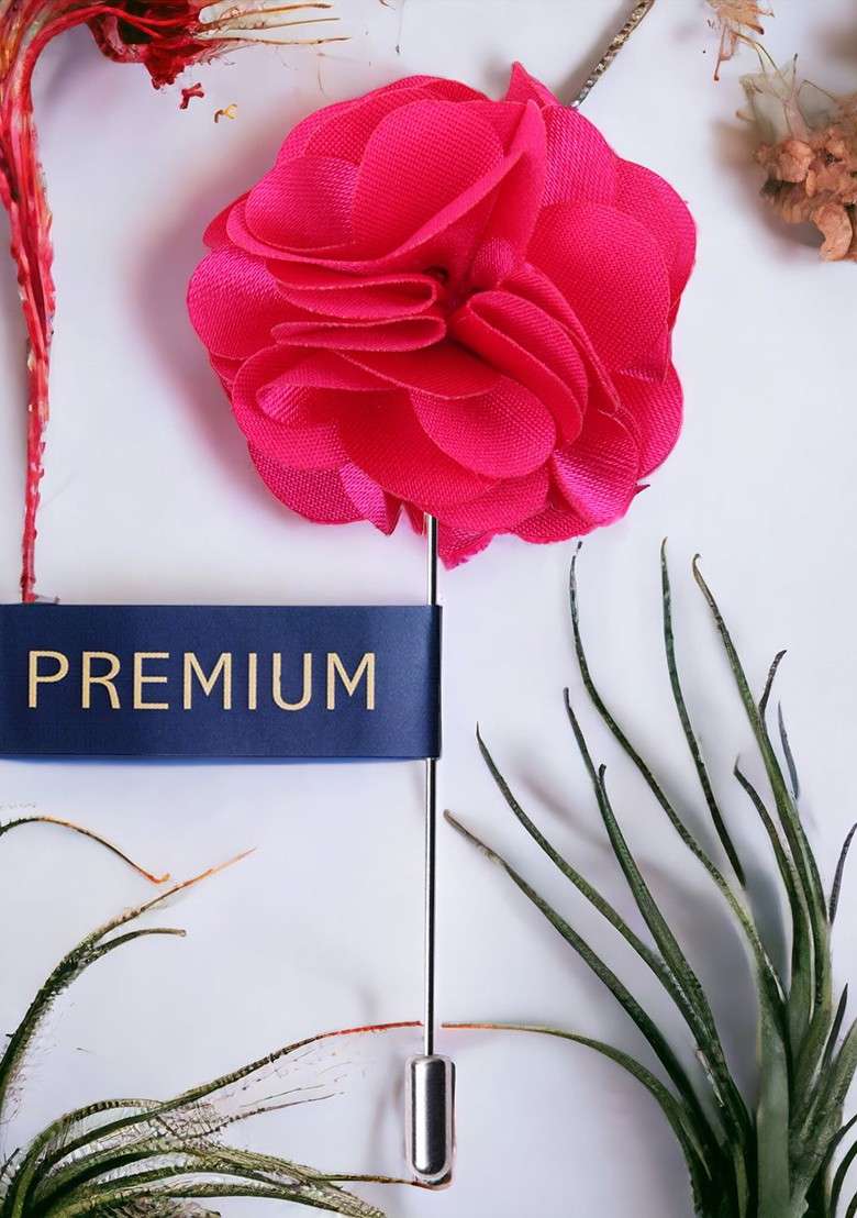 Unisex Pink Floral Ornamental Treat Brooch Lapel Pin - Indya