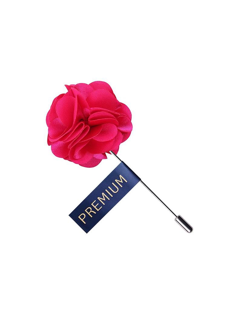 Unisex Pink Floral Ornamental Treat Brooch Lapel Pin