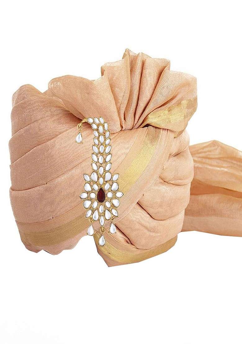 Men Stone Studded Safa Kalangi Brooch - Indya