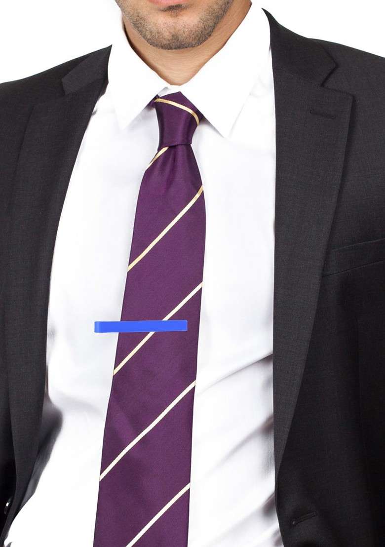 Men Blue Horizontal Tie Pin - Indya