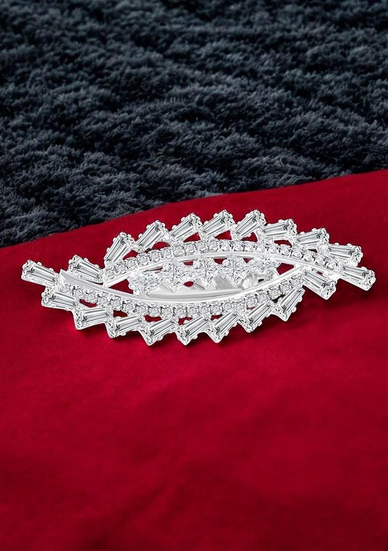 Cubic Zirconia Studded Saree Pin Lapel Pin Brooch