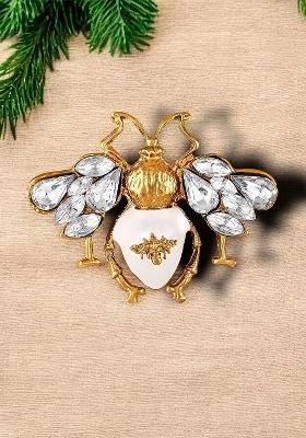 Meenakari Stone Studded Bee Shaped Lapel Pin Brooch