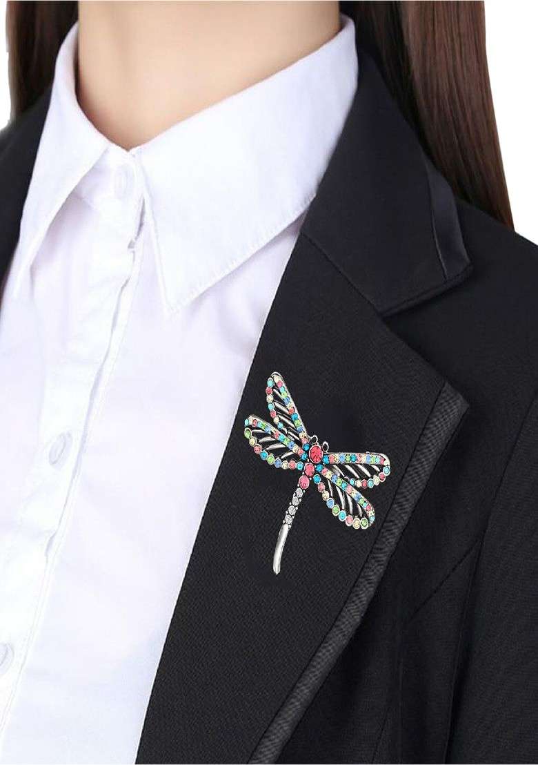 Women Stone Studded Butterfly Design Minimalistic Brooch - Indya
