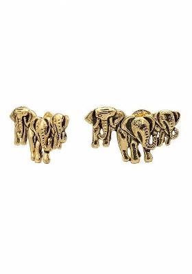 Men Gold Plated Elephant Family Brooch