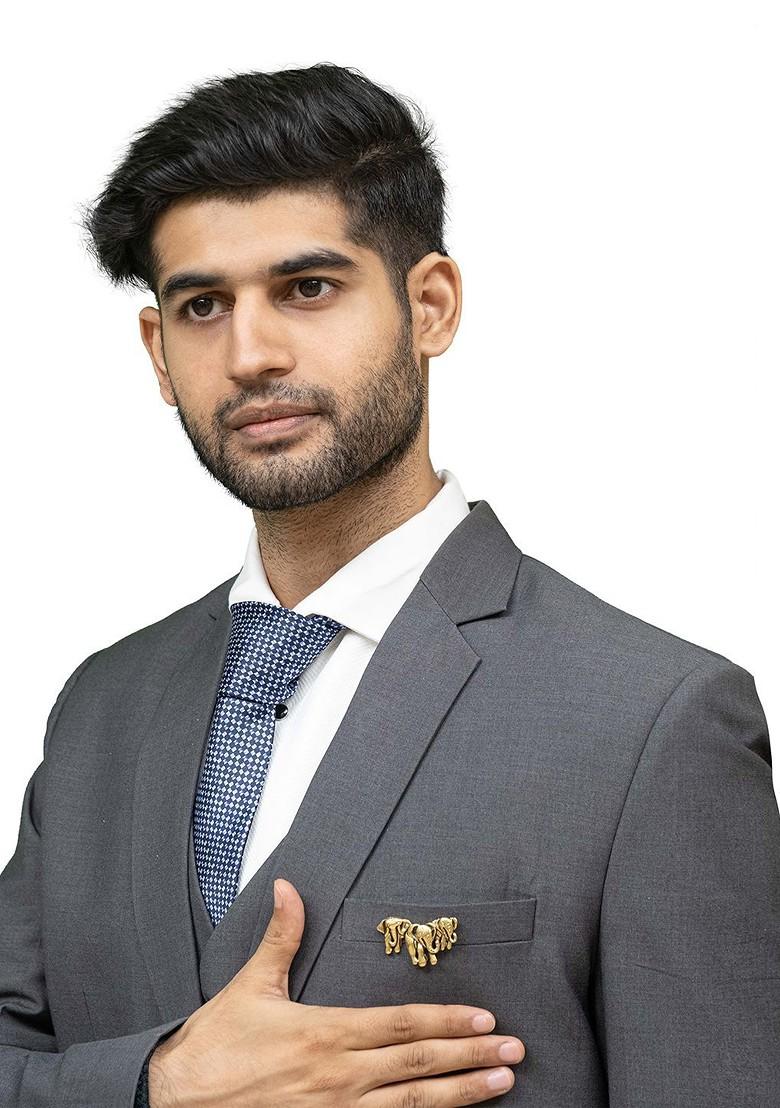 Men Gold Plated Elephant Family Brooch