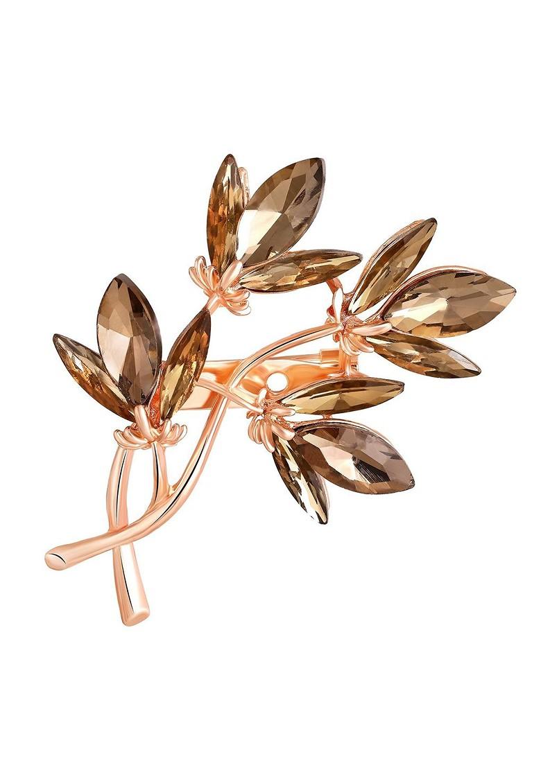 Elegant Floral Stone Studded Brooch Lapel Pin